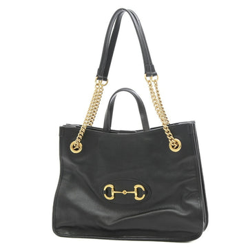 GUCCI Horsebit 1955 Medium Tote Bag Leather Black 621144