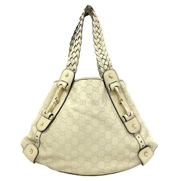 GUCCI Handbag Beige White Ivory Shima Horsebit 1629000 Leather  Tote Bag GG Embossed Women's