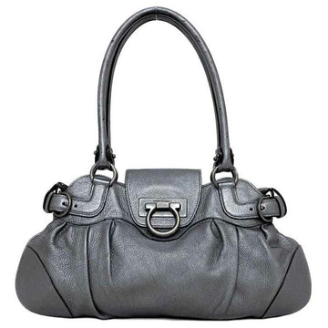 SALVATORE FERRAGAMO Handbag Marissa Silver Metallic Gancini AU-2 631 Leather Metal Ladies