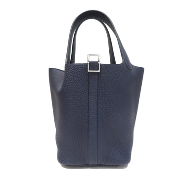 HERMES Picotin PM Handbag Tote Bag Blue Nuit Taurillon Women's Men's