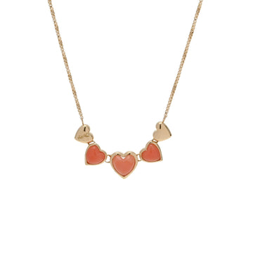 YVES SAINT LAURENT Heart Motif Coral Women's K18 Yellow Gold Necklace
