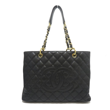 CHANEL GST Chain Tote A50995 Handbag Bag Black Caviar Skin Ladies Men's