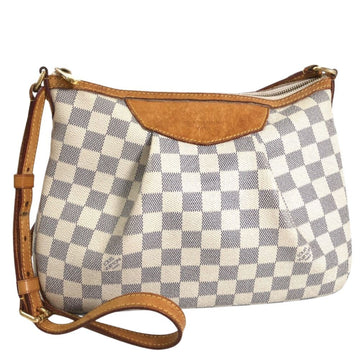 LOUIS VUITTON Shoulder Bag Syracuse PM N41113 Damier Azur Canvas White Women's