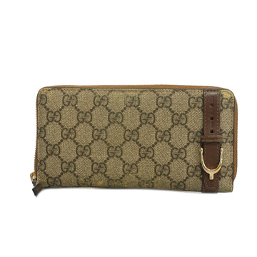 GUCCIAuth  GG Supreme Long Wallet Gold Hardware 309758 Beige,Brown