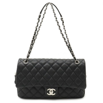 CHANEL Matelasse Coco Mark Chain Shoulder Bag Caviar Skin Leather Black A67742