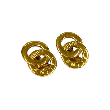CELINE Vintage Circle Logo 2 Row Earrings Ear Cuff Accessories Gold
