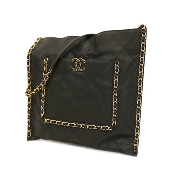 CHANELAuth  19 Chain Shoulder Women's Leather Shoulder Bag Black