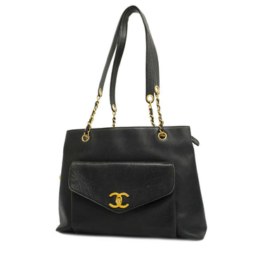 CHANELAuth  Chain Shoulder Women's Caviar Leather Shoulder Bag Black