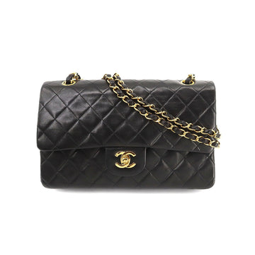 CHANEL matelasse 25 chain shoulder bag leather black A01112 gold metal fittings Matelasse Bag