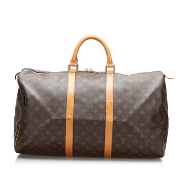 Louis Vuitton Monogram Keepall 50 Boston Bag M41426 Brown PVC Leather Ladies LOUIS VUITTON