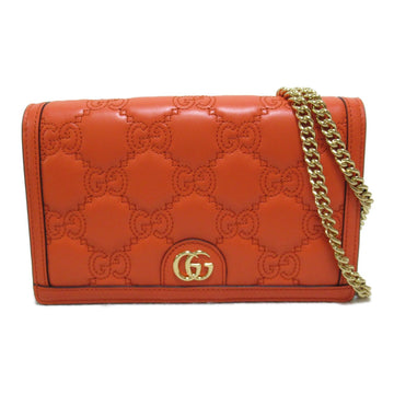 GUCCI GGChain Wallet Shoulder Bag Orange leather GGMatelasse leather 723787UM8IG7519