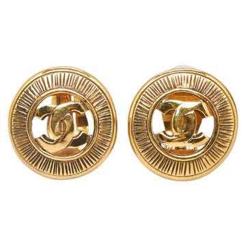 CHANEL Cocomark Circle Earrings Gold Plated Ladies