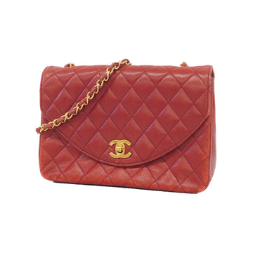 Chanel shoulder bag matelasse single chain lambskin red gold Metal