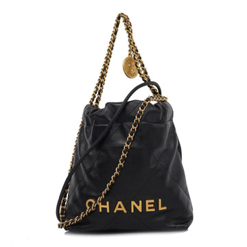 CHANEL Shoulder Bag Matelasse Chain Lambskin Black Gold Hardware Women's