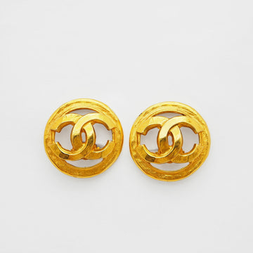 CHANEL round coco earrings 94P gold ladies three-dimensional see-through