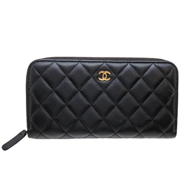 Chanel Lamb Matelasse Round Women's Long Wallet AP0242 Lambskin