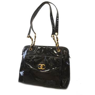 Chanel Chain Shoulder Women's Patent Leather Shoulder Bag Black