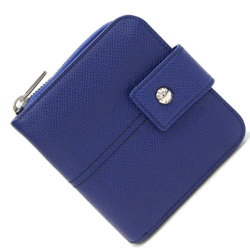 TOD'S TODS Bifold Wallet Navy Blue Leather Round Women's