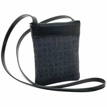 BVLGARI shoulder bag mania crossbody canvas leather black  pochette back
