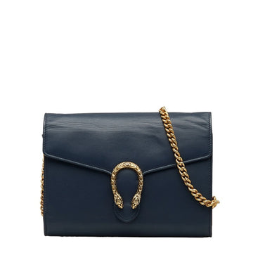 GUCCI Dionysus Chain Shoulder Bag 401231 Navy Leather Women's