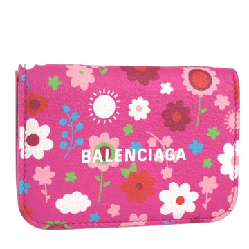 BALENCIAGA trifold wallet cash flower 593813 leather pink ladies