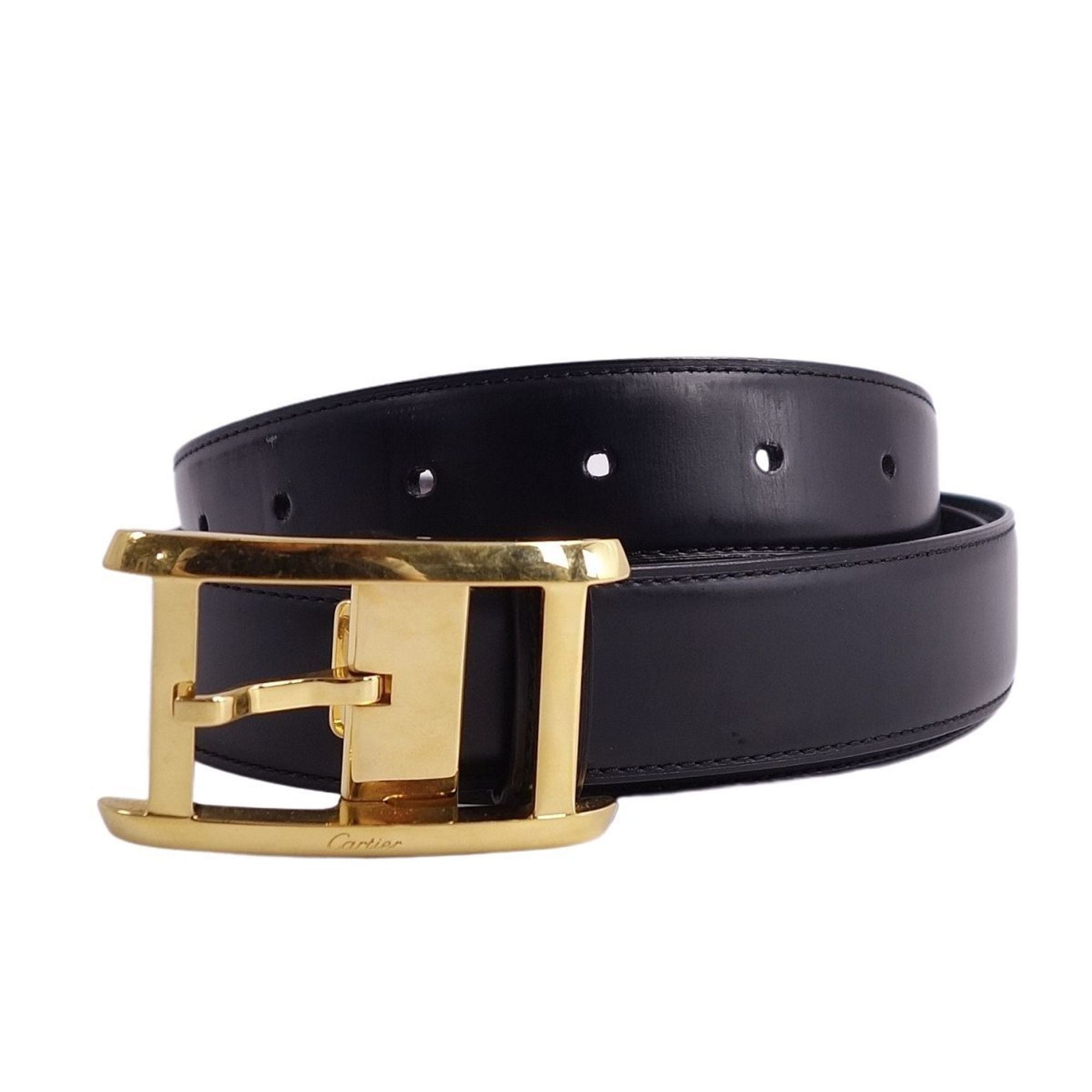 CARTIER belt reversible TANK DE tank de calf leather buckle men s blac