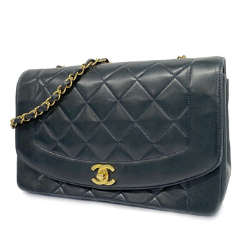 CHANEL Shoulder Bag Diana Chain Lambskin Black Gold Hardware Women's