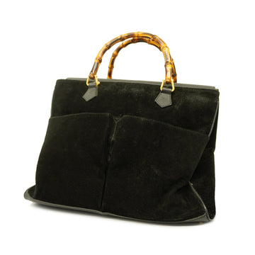 GUCCIAuth  Bamboo 002 123 0322 Women's Suede,Leather Tote Bag Black