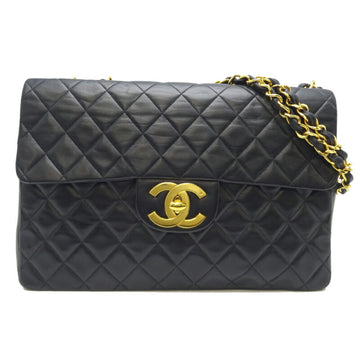 CHANEL Matelasse 34 Chain Shoulder Women's Bag Lambskin Black