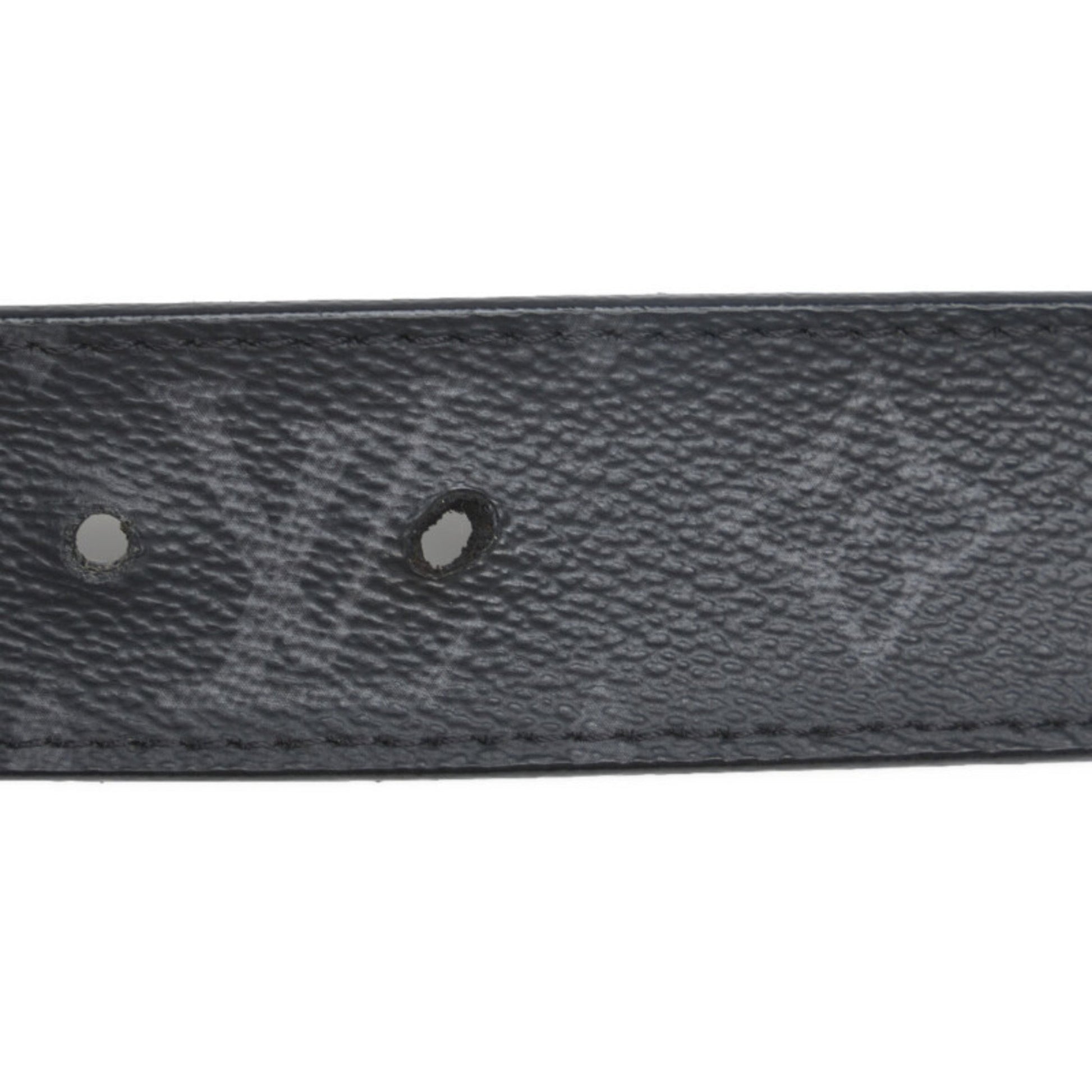 Louis Vuitton Monogram Eclipse Sun Tulle LV Initial 40MM Belt M9043 Black  Silver PVC Leather Men's LOUIS VUITTON