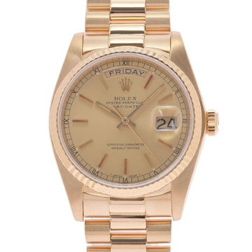 Rolex day date 18038 men's YG watch self-winding champagne dial