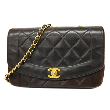 CHANEL Shoulder Bag Diana Chain Lambskin Black Gold Hardware Women's