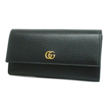 GUCCIAuth  GG Marmont Gold Hardware 456116 Women's Leather Long Wallet Black