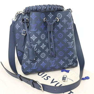 LOUIS VUITTON Mulia Flight Mode Mahina Shoulder Bag M59554 White Navy Blue A