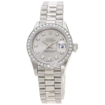 ROLEX 79136G Datejust 10P Diamond Watch Platinum / PT Ladies