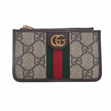 GUCCI GG Supreme Ophidia Card Case Coin Beige Brown PVC