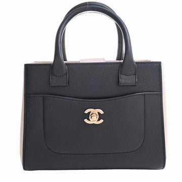 CHANEL Leather Neo Executive Tote Cocomark Handbag Black Ivory Ladies