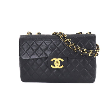 Chanel Decamato matelasse 34 chain shoulder bag leather black A01094 vintage gold metal fittings Matelasse