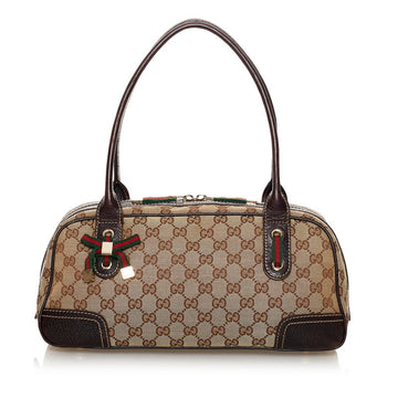 Gucci GG canvas princey handbag 161720 beige brown leather ladies