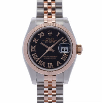 ROLEX Datejust 179171 Ladies PG SS Watch Automatic Black Dial