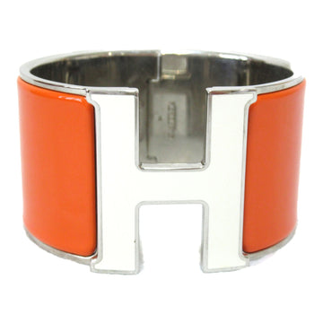 HERMES Click Crack XL Bracelet White Orange plating