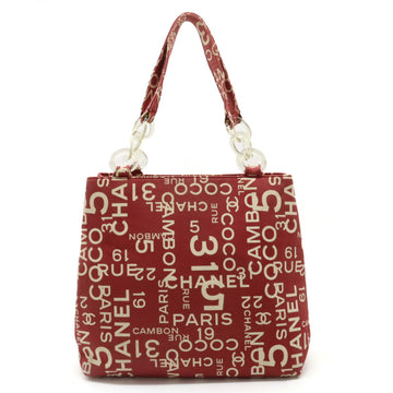 CHANEL A18303 Women's Plastic Pouch,Shoulder Bag,Tote Bag Beige,Red Color
