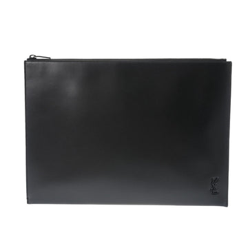 SAINT LAURENT YSL Black 607782 Men's Leather Clutch Bag