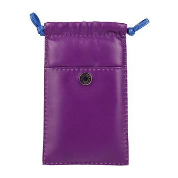 HERMES Pillow Phone Case Pouch Anneau Milo Swift Purple Blue Silver Hardware Crude Cell Mobile Smartphone U Engraving