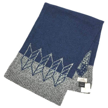 HERMES Muffler ECHARPE MAILLE H393741T 03 GRIS MOYEN/BLEU V Navy Gray