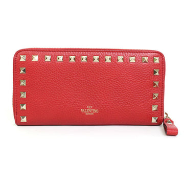 VALENTINO GARAVANI Garavani Round Zipper Long Wallet Leather Red Women's