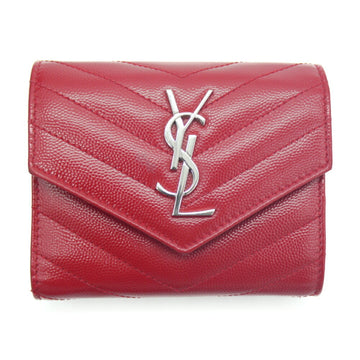 SAINT LAURENT YSL tri-fold wallet red leather 30MH647