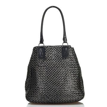 Bottega Veneta Intrecciato Tote Bag Shoulder Black Leather Women's BOTTEGAVENETA