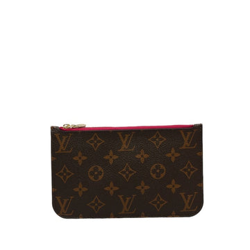 LOUIS VUITTON Monogram Neverfull Attached Pouch Brown Leather Ladies