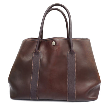 HERMESAuth  Garden Garden Party PM Amazonia Women's Leather Tote Bag Brown
